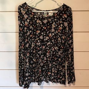 Black Floral Blouse | XL